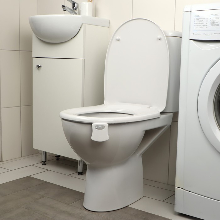 Светильник для туалета с датчиком движ., RGB, 3 Вт, IP68,  от бат. 3*AAA, белый Светильник для туалета с датчиком движ., RGB, 3 Вт, IP68,  от бат. 3*AAA, белый