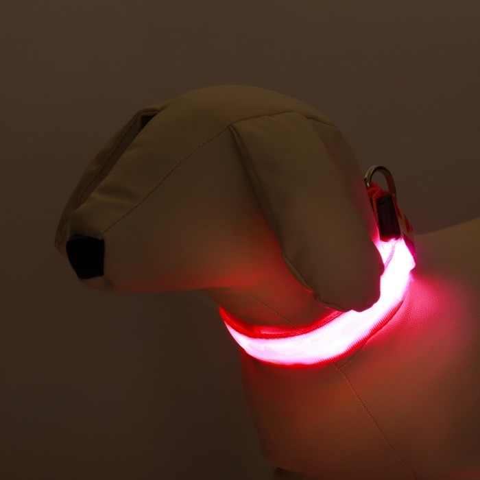 Ошейник с подсветкой Милитари 3 режима свечения размер S, ОШ 22-40 х 2,5 см розовый Ошейник с подсветкой Милитари 3 режима свечения размер S, ОШ 22-40 х 2,5 см розовый