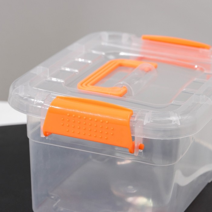 Контейнер для хранения, 20×15×11 см, крышка с ручкой на защёлке, цвет оранжевый Контейнер для хранения, 20×15×11 см, крышка с ручкой на защёлке, цвет оранжевый