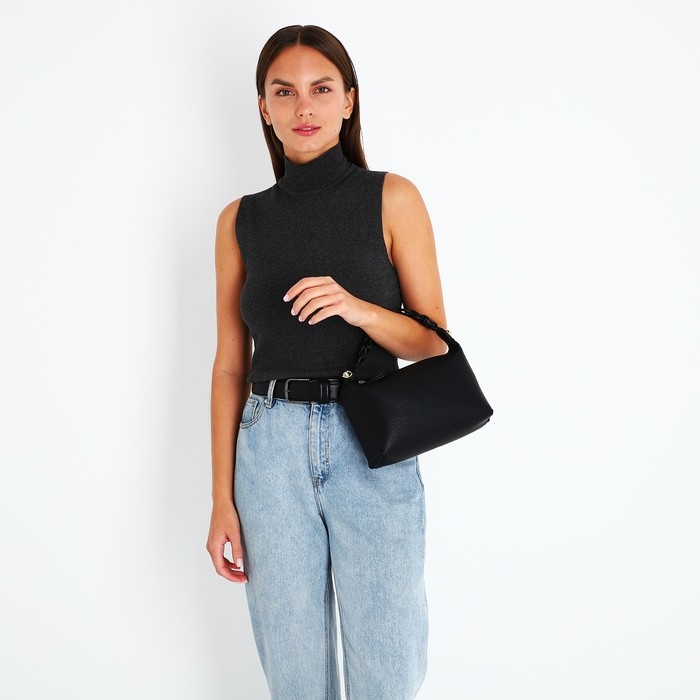 Сумка-багет на молнии, цвет чёрный Сумка-багет на молнии, цвет чёрный