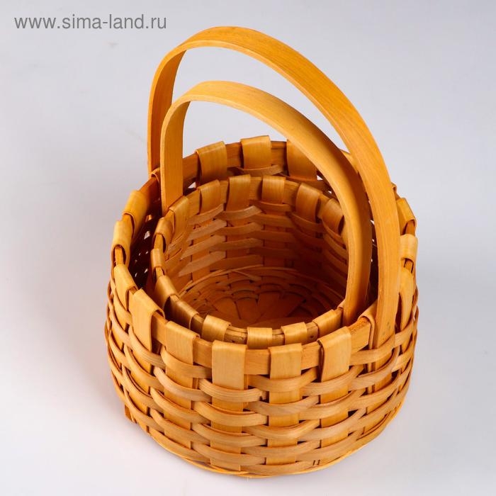 Набор корзин плетеных, секвойя, 18х12/26 см, 13,5х10,5/23 см, 2 шт., натуральный Набор корзин плетеных, секвойя, 18х12/26 см, 13,5х10,5/23 см, 2 шт., натуральный