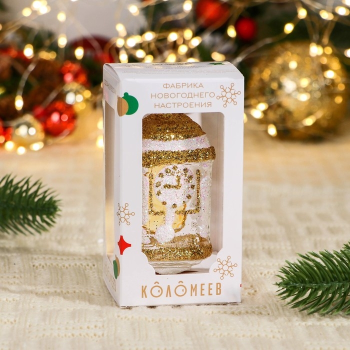 Ёлочное украшение "Часы-тумба", прозрачная серия, в подарочной упаковке, h-11см