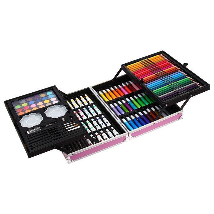 Набор для рисования, складной, в чемоданчике розовый Набор для рисования, складной, в чемоданчике розовый