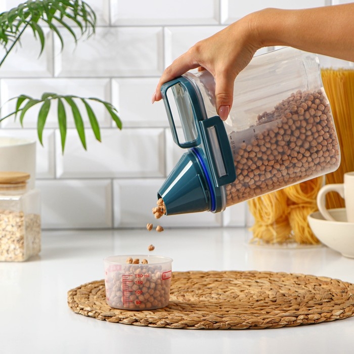 Контейнер пластиковый для хранения сыпучих продуктов с дозатором, 1 кг, 17&times;10,5&times;22 см, цвет прозрачный