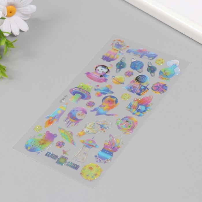 Наклейки для творчества пластик Наклейки для творчества пластик "Космические приключения" 9,3х20,4 см