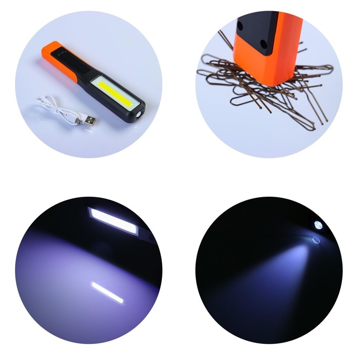 Фонарь рабочий автомобильный, аккумуляторный  Фонарь рабочий автомобильный, аккумуляторный "Мастер К", 3 Вт, 100 лм, 1200 мАч, USB