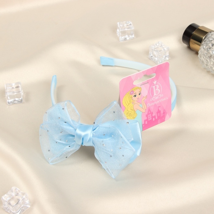 Ободок для волос  Ободок для волос "Бантик крошка" блеск, 10х1 см, голубой