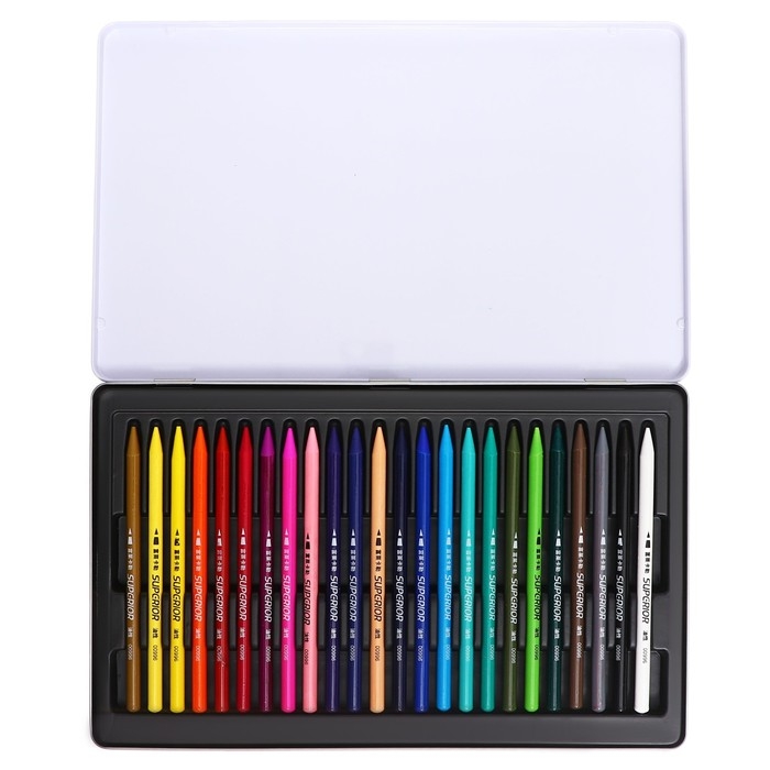 Карандаши цельнографитные, в металлической коробке, 24 цвета Карандаши цельнографитные, в металлической коробке, 24 цвета