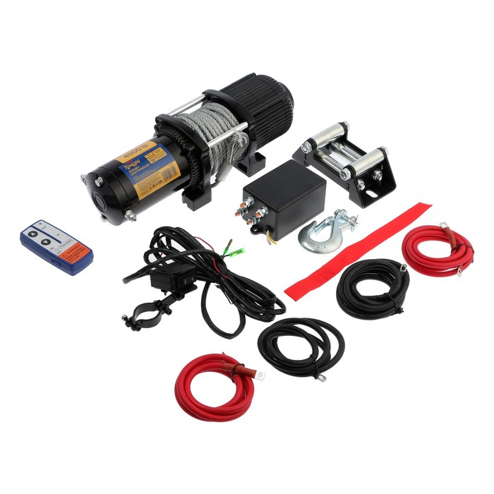 Лебедка электрическая ТУНДРА, 12/24V, 4000 lb (1.8 т), 1.7 л.с., до 6 м/мин, 5.5 мм х 10 м Лебедка электрическая ТУНДРА, 12/24V, 4000 lb (1.8 т), 1.7 л.с., до 6 м/мин, 5.5 мм х 10 м