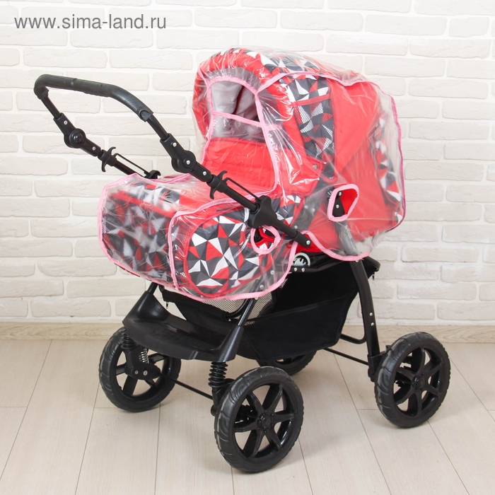 Коляска-трансформер «Гном», пластиковые колёса, оттенки красного, рисунок МИКС Коляска-трансформер «Гном», пластиковые колёса, оттенки красного, рисунок МИКС