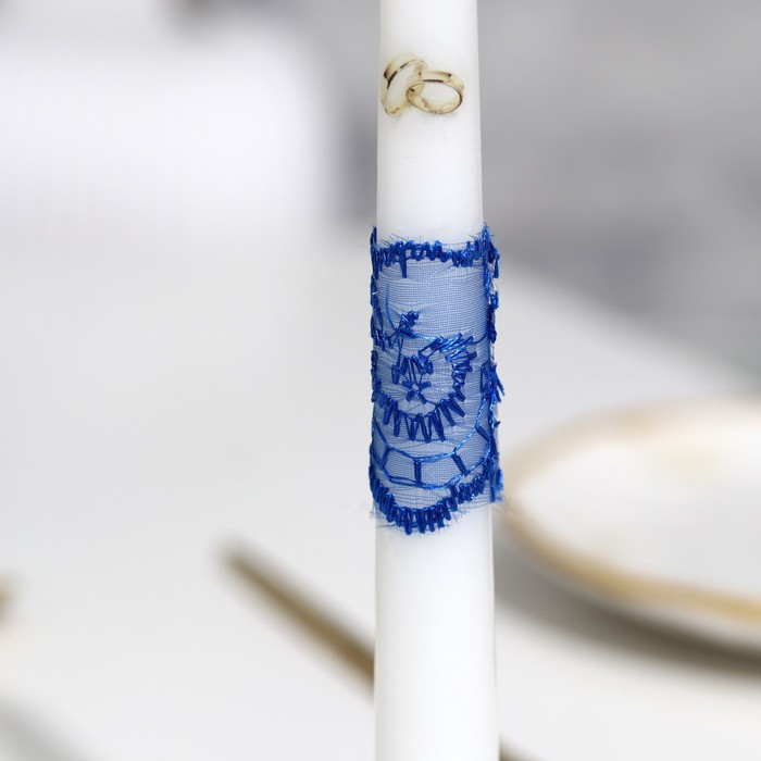 Набор свечей  Набор свечей "Кружевной с бантиком" синий: домашний очаг 6,8х15см, родительские 1,8х17,5см