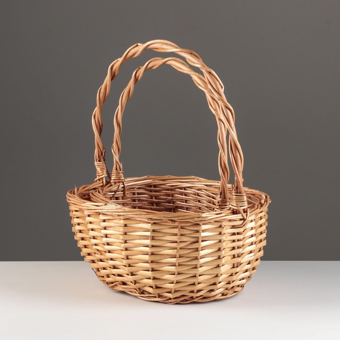 Набор корзин из 2 шт, 31x24xH13/34, 26x20xH11/30 см, медовый, рогоз Набор корзин из 2 шт, 31x24xH13/34, 26x20xH11/30 см, медовый, рогоз