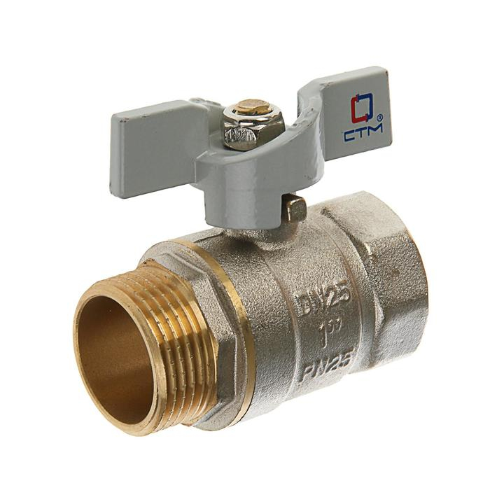 Кран шаровой  Кран шаровой "СТМ" Стандарт, PN25, внутренняя/наружная резьба 1", бабочка