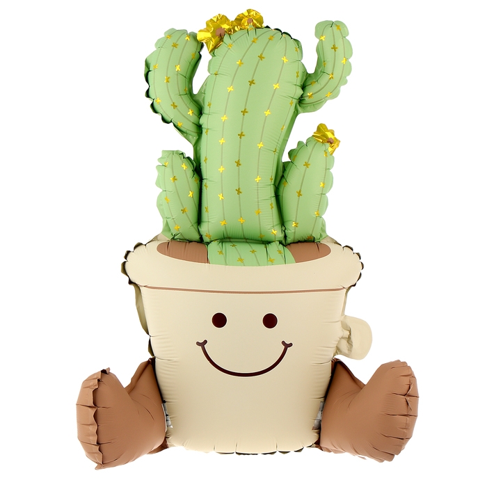 Шар фольгированный 22 Шар фольгированный 22" «Кактус в горшке», матовый, под воздух