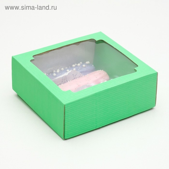 Коробка сборная, крышка-дно, с окном, мятная, 14,5 х 14,5 х 6 см Коробка сборная, крышка-дно, с окном, мятная, 14,5 х 14,5 х 6 см