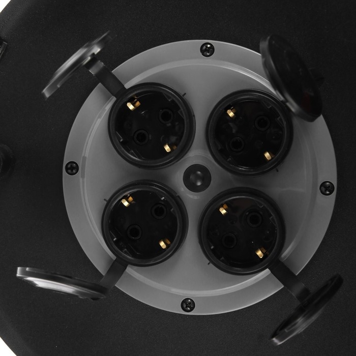 Катушка металлическая, 4 розетки, с/з, с крышками IP44, 16 А, УХЛ2, серая Катушка металлическая, 4 розетки, с/з, с крышками IP44, 16 А, УХЛ2, серая