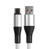 Кабель Type-C - USB, 5 A, оплётка TPE, утолщенный, 1 метр, белый