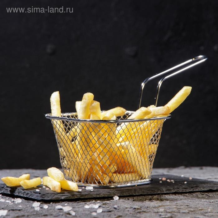 Корзинка для картофеля фри Доляна «Квадро», 10×8,5×6 см, мелкая сетка, цвет серебристый Корзинка для картофеля фри Доляна «Квадро», 10×8,5×6 см, мелкая сетка, цвет серебристый