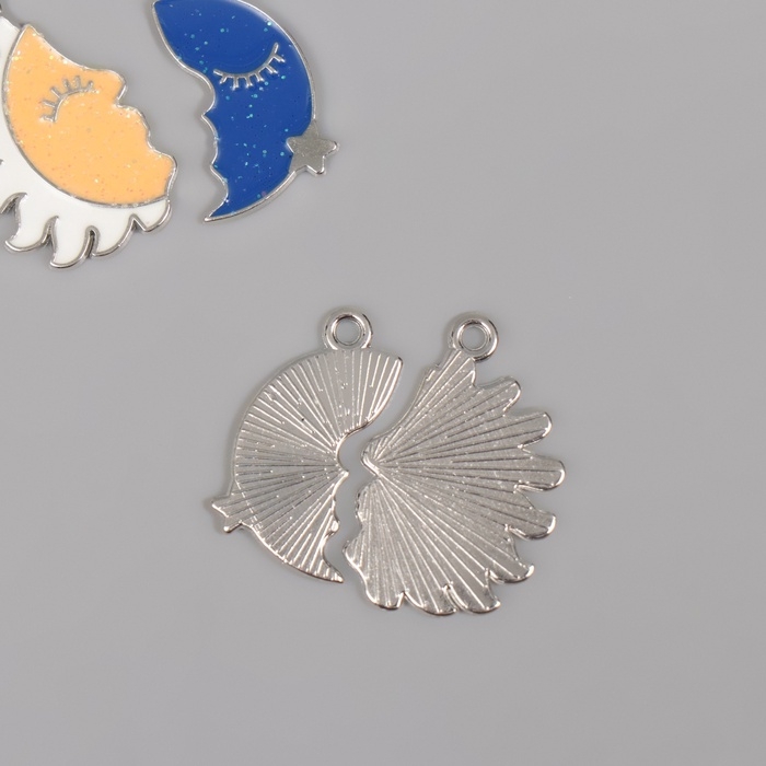 Декор для творчества металл, эмаль Декор для творчества металл, эмаль "Солнце + месяц" набор 2 шт 2,9х2,7 см