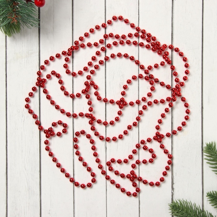 Бусы на ёлку 2,7 м d-7 мм Бусы на ёлку 2,7 м d-7 мм "Шарики" красный