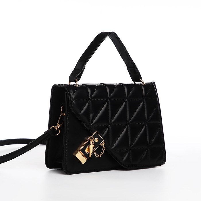 Сумка женская на клапане, отдел на молнии, 22х14 х 7 см, цвет чёрный Сумка женская на клапане, отдел на молнии, 22х14 х 7 см, цвет чёрный