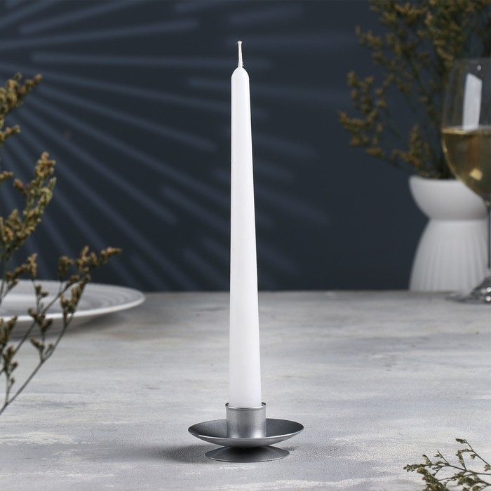 Подсвечник Подсвечник "Лотос 2H" металл на одну свечу, 7,5х2,5 см, серебро