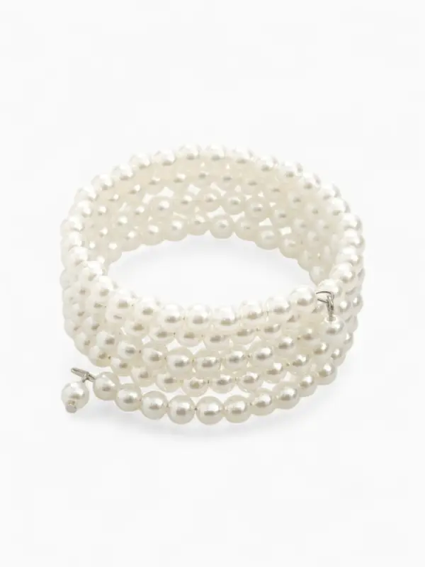 Браслет пружинка &laquo;Жемчуг. Невеста&raquo;, d=5.5 см, бусина 5 мм, 4 ряда, цвет молочный