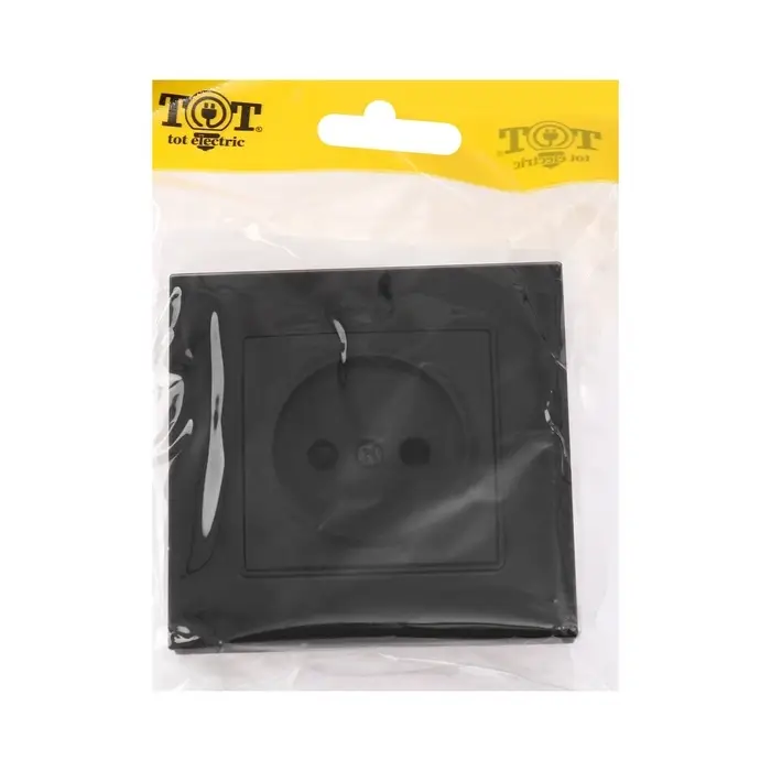 Розетка TOT Matte Glass, 10 А, стекло, скрытая, одноместная, без заземления, чёрная