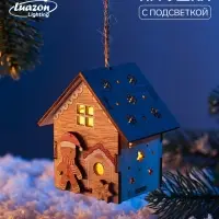 Ёлочная игрушка &laquo;Пряник&raquo; 8&times;7 см, подвеска, от батареек AG10&times;3, свечение тёплое белое