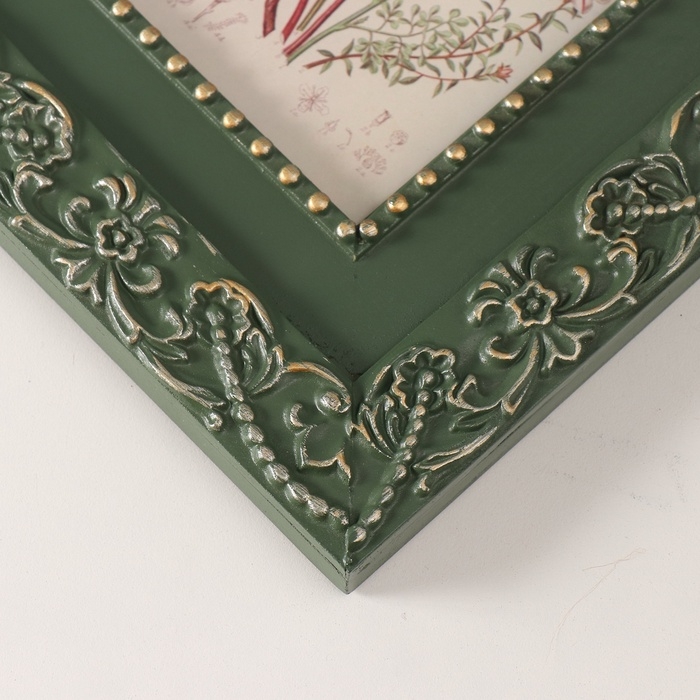 Фоторамка МДФ 10х15 см "Цветочная окантовка" зелёная 2,1х20х25 см