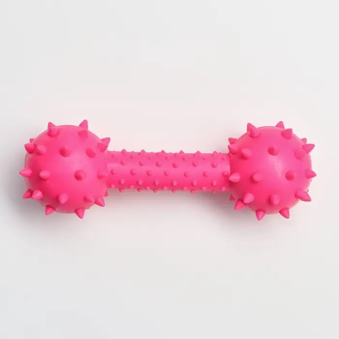 Жевательная игрушка для собак &laquo;Грозная гантель&raquo;, 15&times;5 см, розовая