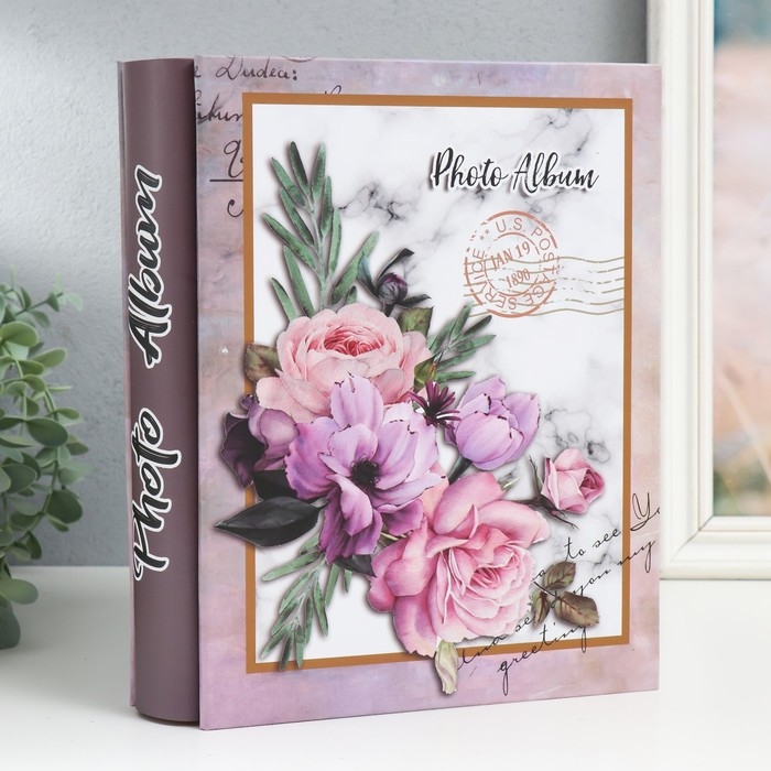 Фотоальбом на 200 фото 10х15 см Фотоальбом на 200 фото 10х15 см "Букет цветов" МИКС 26х20,5х5,7 см