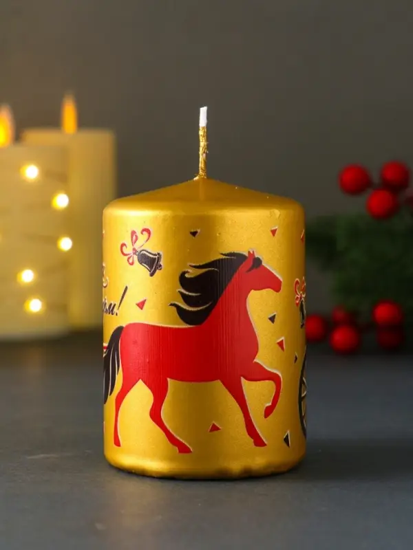 Свеча новогодняя пеньковая "Лошадь. 2026" 6х6х8 см