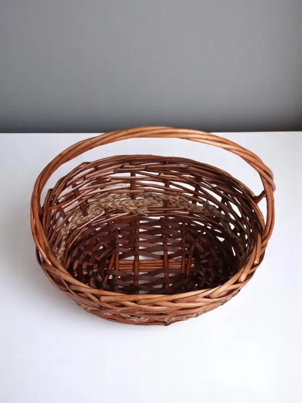 Корзина плетёная для хранения, лоза, с ручкой, овальная, коричневая, набор 3 шт.