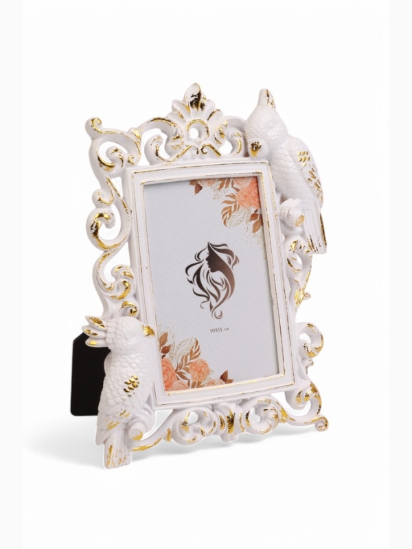 Фоторамка "Попугаи"10х15см/20х3х25см, белый с позолотой