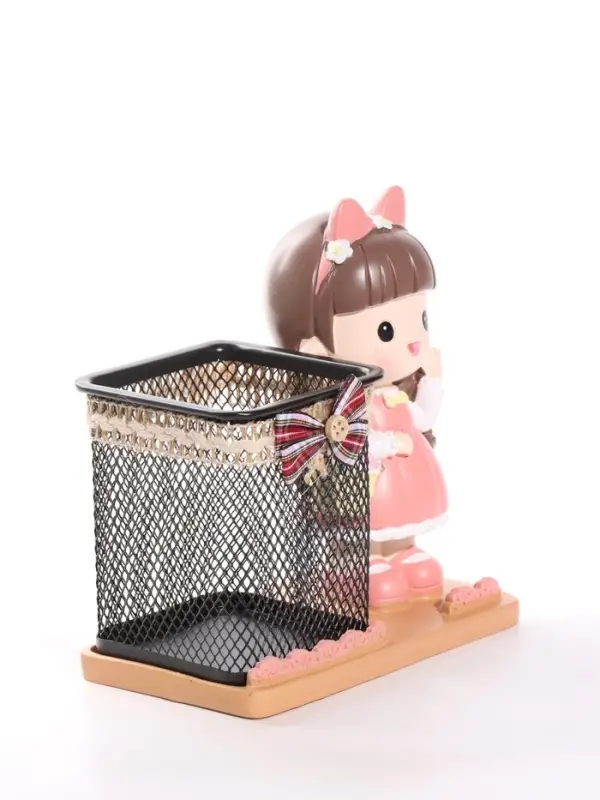 Фигура - карандашница&laquo;Девочка с корзинкой&raquo; полистоун, 14.5&times;7.7&times;15.5 см