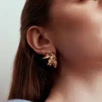 Серьги металл &laquo;Цветы половинки&raquo;, цвет золото