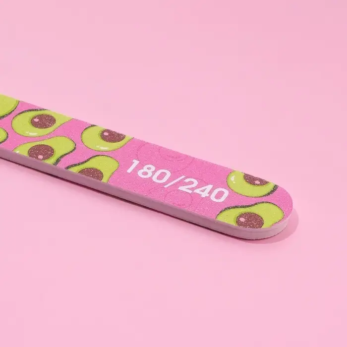 Пилка для ногтей «AVOCATO», прямая, 180/240 грит, 18 см, разноцветная
