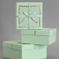 Набор подарочных коробок 3 в 1, квадратные, мятный, 19&times;19&times;9.8; 17&times;17&times;8; 15&times;15&times;6.5 см