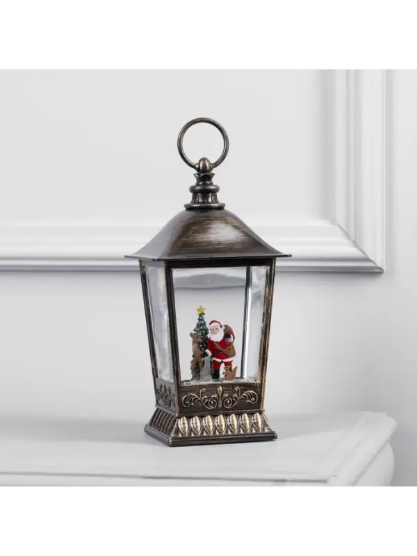 Светодиодная фигура &laquo;Фонарь с Дедом Морозом&raquo; 12&times;24&times;12 см, пластик, от батареек ААх3, USB, свечение тёплое белое
