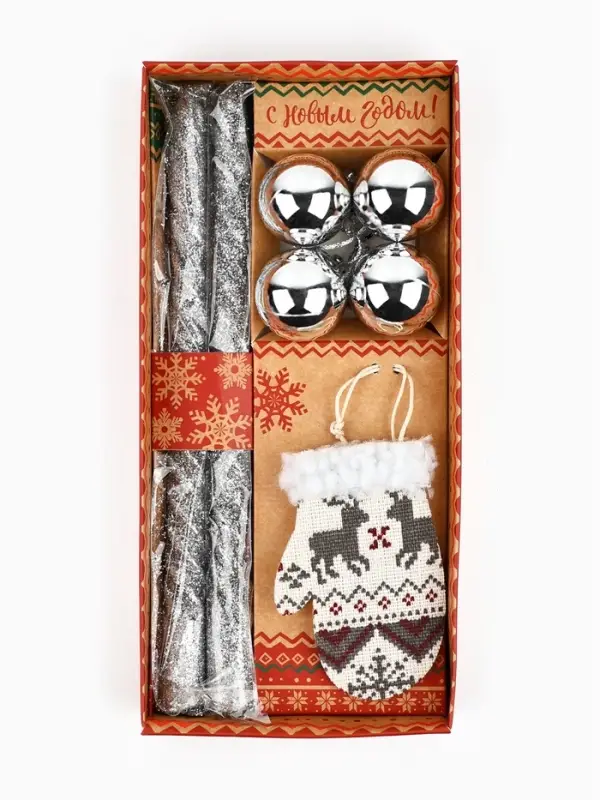 Подарочный набор &laquo;Удачного Нового года!&raquo;, в наборе 2 свечи, 4 шарика, ёлочная игрушка