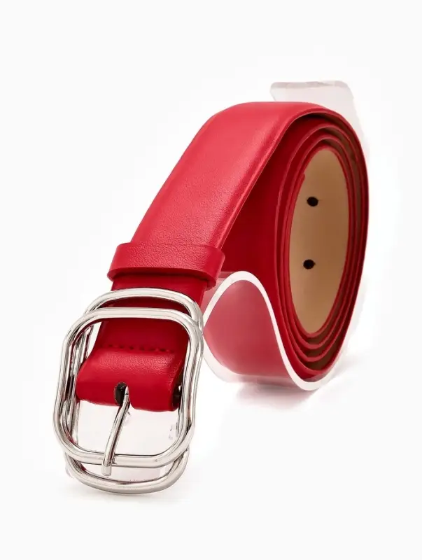 Ремень женский, 110&times;3.2 см, пряжка металл, серебристая, красный