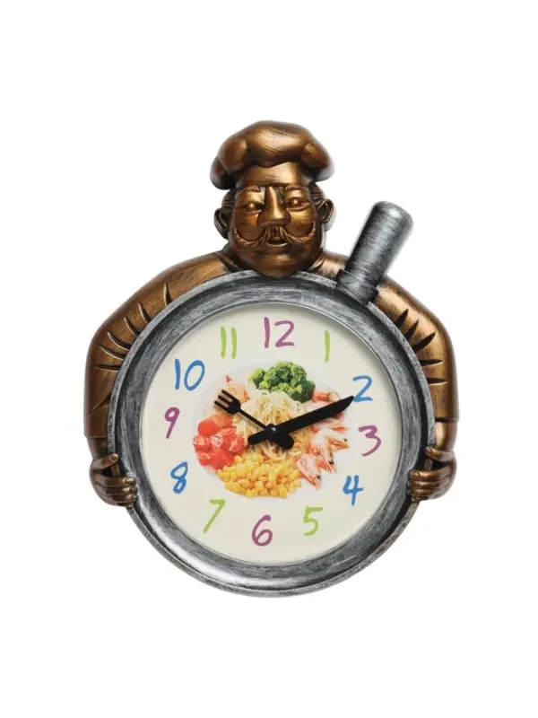 Часы настенные интерьерные &laquo;Шеф&raquo;, серия: Кухня, бесшумные, плавный ход, 29.5&times;23 см, d=16.5 см, медные, серебристые