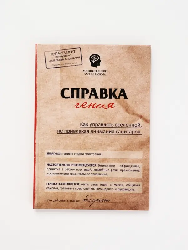 Ежедневник А5, 80 листов в твердой обложке &laquo;Справка гения&raquo;
