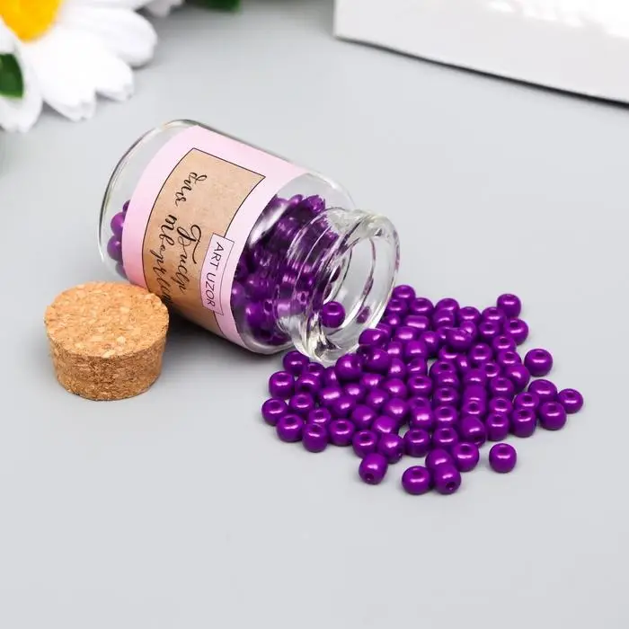 Бисер круглый 6/0 в бутылочке  Бисер круглый 6/0 в бутылочке "Глубокий фиолет" 20 гр