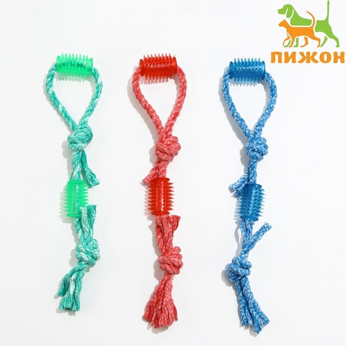 Игрушка канатная с жевательными элементами Игрушка канатная с жевательными элементами "Зубочистка", 45 см, микс цветов
