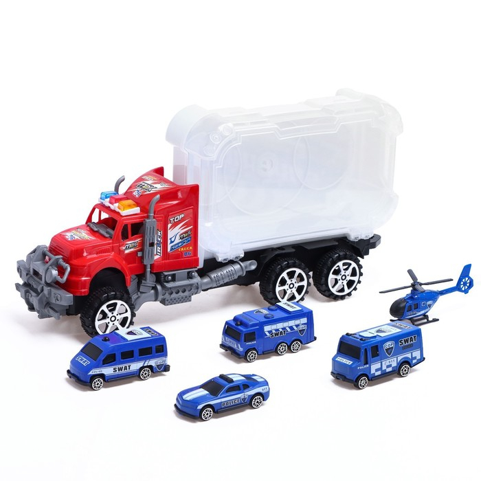 Грузовик инерционный &laquo;Полиция&raquo;, с техникой, МИКС