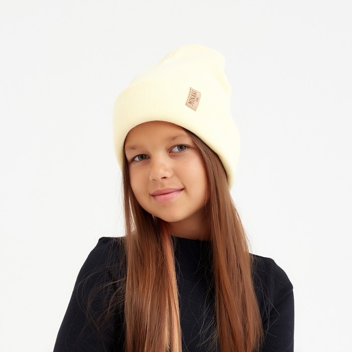 Шапка детская MINAKU с отворотом р-р 52-56, цв.экрю Шапка детская MINAKU с отворотом р-р 52-56, цв.экрю