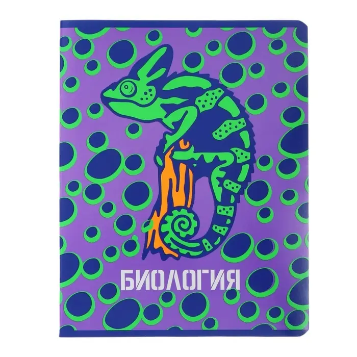 Тетрадь предметная "Неоновые истории", 48 листов в клетку, "Биология", обложка мелованный картон, ВД-лак, неон, блок офсет