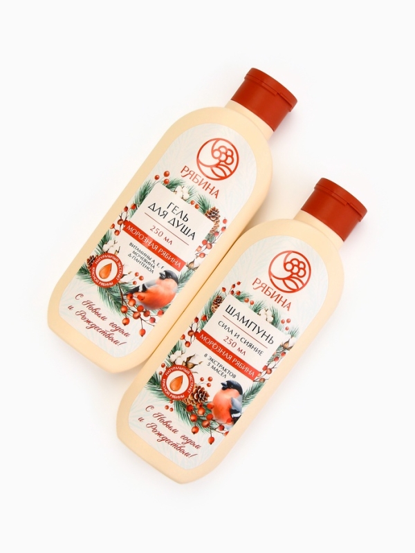 РЯБИНА Набор РЯБИНА Набор "С Новым годом и Рождеством", гель для душа и шампунь для волос